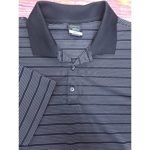 Nike Golf Mens Dri-Fit Performance Vented Polo Large Black Striped - Picture 4 of 8
